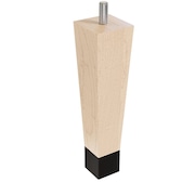DESIGNS OF DISTINCTION 6" Square Tapered Leg with bolt and 1" Brushed Aluminum Ferrule - White Oak 01241006WKBA6